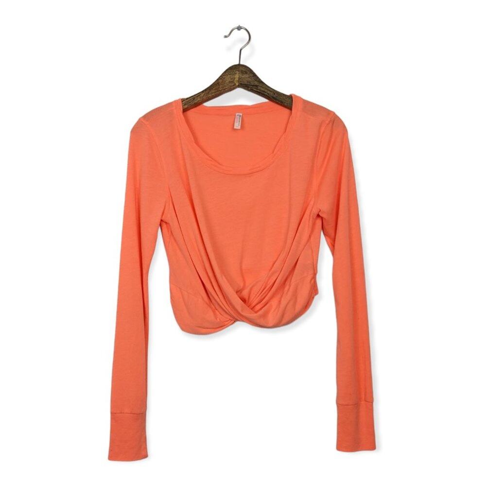 Free People Movement Undertow Crop Top M Orange Twist Front Athletic Yoga